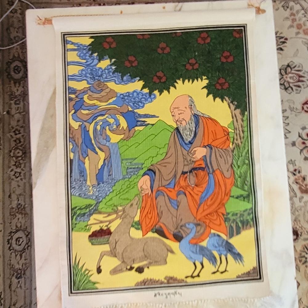 Tibetan Tapestry with Nature Scene